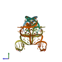 PDB entry 1yls coloured by chain, side view.