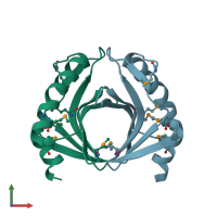 PDB entry 1ylx coloured by chain, front view.