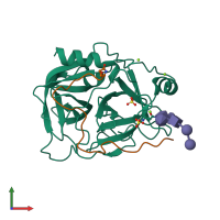 PDB entry 1ym0 coloured by chain, front view.