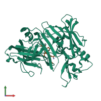 Hetero dimeric assembly 1 of PDB entry 1ym4 coloured by chemically distinct molecules, front view.