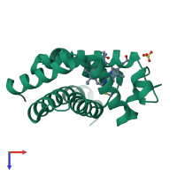 PDB entry 1ymc coloured by chain, top view.