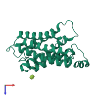 PDB entry 1ymg coloured by chain, top view.