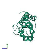 PDB entry 1ymk coloured by chain, side view.