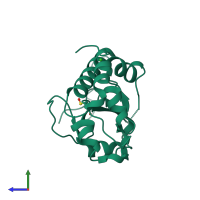 PDB entry 1yml coloured by chain, side view.