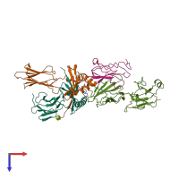 PDB entry 1ymm coloured by chain, top view.