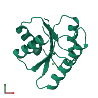 PDB entry 1ymv coloured by chain, front view.