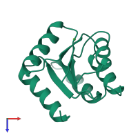PDB entry 1ymv coloured by chain, top view.