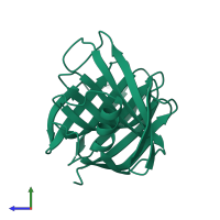 PDB entry 1yna coloured by chain, side view.
