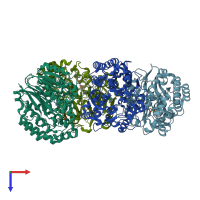PDB entry 1yni coloured by chain, top view.