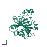 PDB entry 1yo0 coloured by chain, side view.
