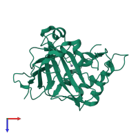 PDB entry 1yo0 coloured by chain, top view.