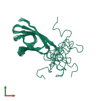 PDB entry 1yo4 coloured by chain, ensemble of 10 models, front view.