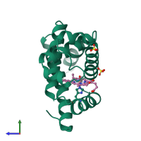PDB entry 1yoh coloured by chain, side view.