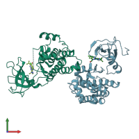 PDB entry 1yom coloured by chain, front view.