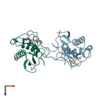 PDB entry 1you coloured by chain, top view.