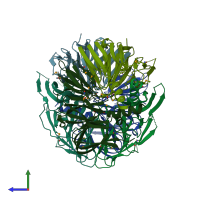 PDB entry 1yox coloured by chain, side view.