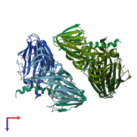 PDB entry 1yox coloured by chain, top view.