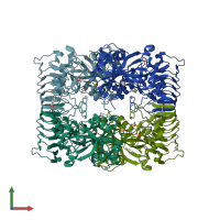 PDB entry 1yp2 coloured by chain, front view.