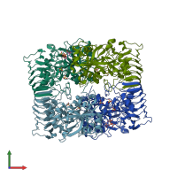 PDB entry 1yp3 coloured by chain, front view.