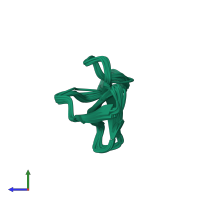 PDB entry 1yp8 coloured by chain, ensemble of 20 models, side view.