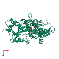 PDB entry 1ypn coloured by chain, top view.