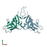 PDB entry 1ypq coloured by chain, front view.