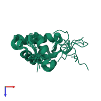 PDB entry 1yqa coloured by chain, ensemble of 10 models, top view.