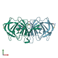 PDB entry 1yqc coloured by chain, front view.