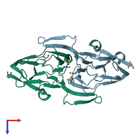 PDB entry 1yqc coloured by chain, top view.