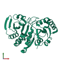 PDB entry 1yqe coloured by chain, front view.