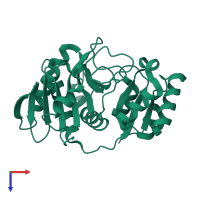 PDB entry 1yqe coloured by chain, top view.