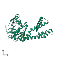 PDB entry 1yqg coloured by chain, front view.