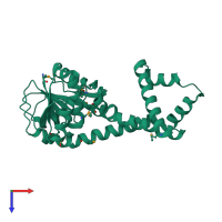 PDB entry 1yqg coloured by chain, top view.