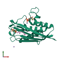 PDB entry 1yqn coloured by chain, front view.