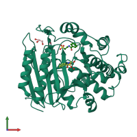 PDB entry 1yqs coloured by chain, front view.