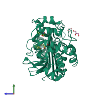 PDB entry 1yqs coloured by chain, side view.