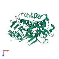 PDB entry 1yqs coloured by chain, top view.
