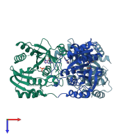 PDB entry 1yqu coloured by chain, top view.