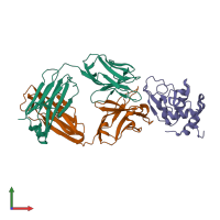 PDB entry 1yqv coloured by chain, front view.
