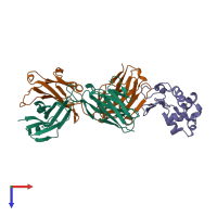 PDB entry 1yqv coloured by chain, top view.