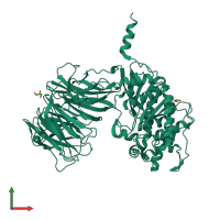 PDB entry 1yr2 coloured by chain, front view.