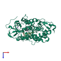 PDB entry 1yrd coloured by chain, top view.