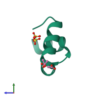 PDB entry 1yrf coloured by chain, side view.