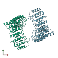PDB entry 1yrg coloured by chain, front view.