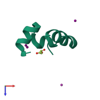 PDB entry 1yri coloured by chain, top view.