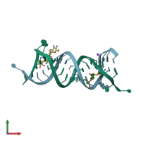 PDB entry 1yrj coloured by chain, front view.