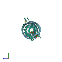 PDB entry 1yrj coloured by chain, side view.