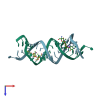 PDB entry 1yrj coloured by chain, top view.