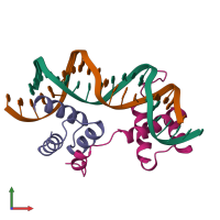 PDB entry 1yrn coloured by chain, front view.