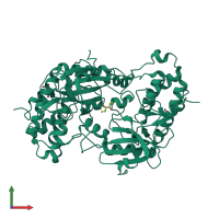 Homo dimeric assembly 1 of PDB entry 1yrp coloured by chemically distinct molecules, front view.